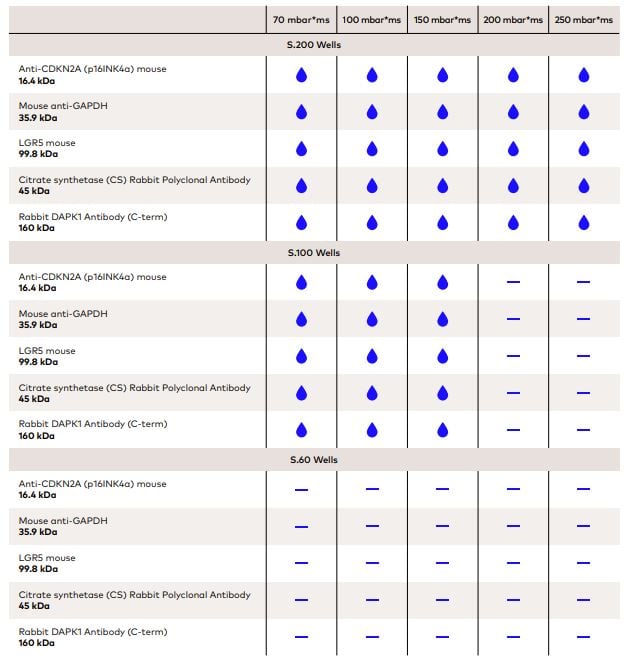 Antibodies dispensing results