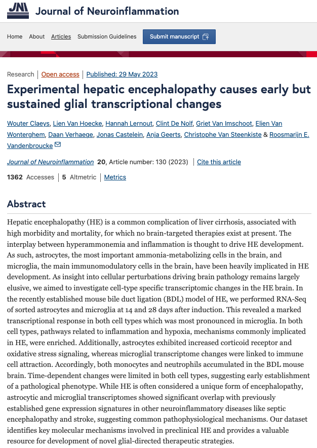 Hepatic Encephalopathy: Unveiling Early and Sustained Glial Transcriptional Alterations & the I.DOT Liquid Handler (Journal of Neuroinflammation)