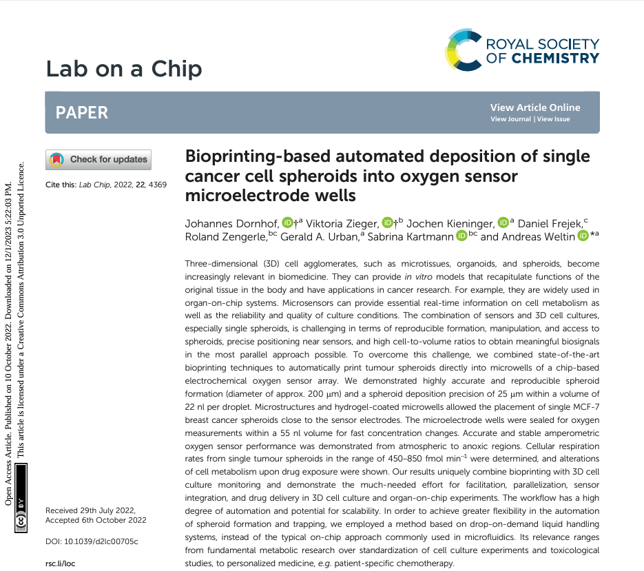 Bioprinting-Based Automated Deposition of Single Cancer Cell Spheroids Using the I.DOT (The Royal Society of Chemistry)